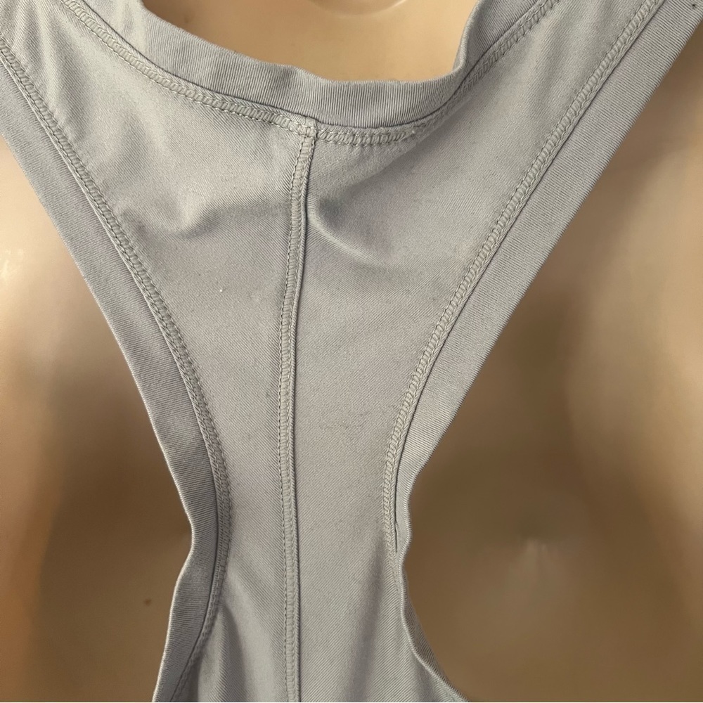 Grey Yogalicious razor back tank top with split back A line shape, S. - Picture 7 of 12
